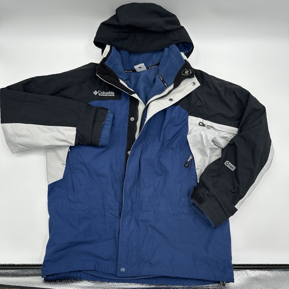 Columbia 3-in-1 Fire Ridge Shell‎ & Fleece Full Zip Jacket Blue/Black Mens Large